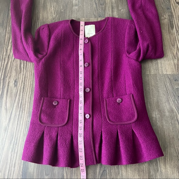 Anthropologie Elevenses Raspberry Peplum Structured Wool Blend Blazer - Picture 15 of 16
